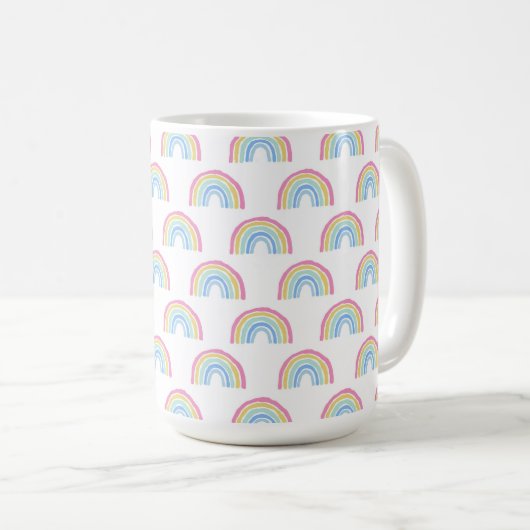 Pastel Rainbow-patroon Koffiemok (Voorkant rechts)