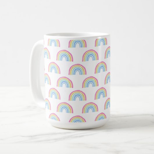 Pastel Rainbow-patroon Koffiemok (Voorkant links)