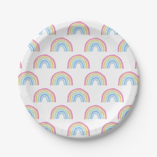 Pastel Rainbow-patroon Papieren Bordje (Voorkant)