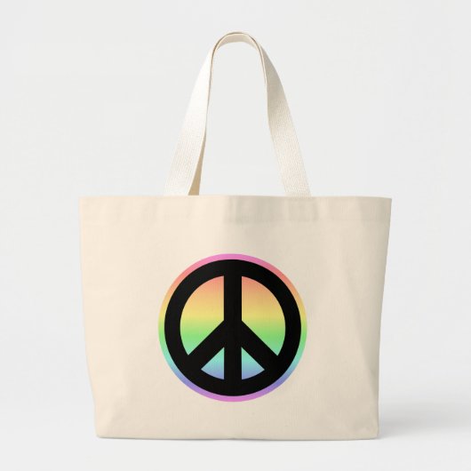 Pastel Rainbow Peace Sign Grote Tote Bag (Voorkant)