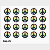 Pastel Rainbow Peace Sign Ronde Sticker (Vel)