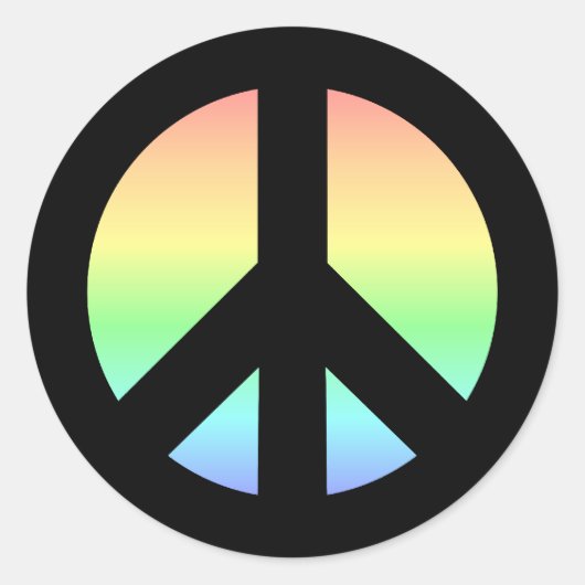 Pastel Rainbow Peace Sign Ronde Sticker (Voorkant)