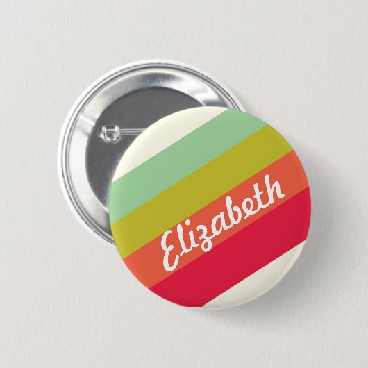 Pastel Rainbow Persoonlijke naam Ronde Button 5,7 Cm (Voorkant /achterkant)