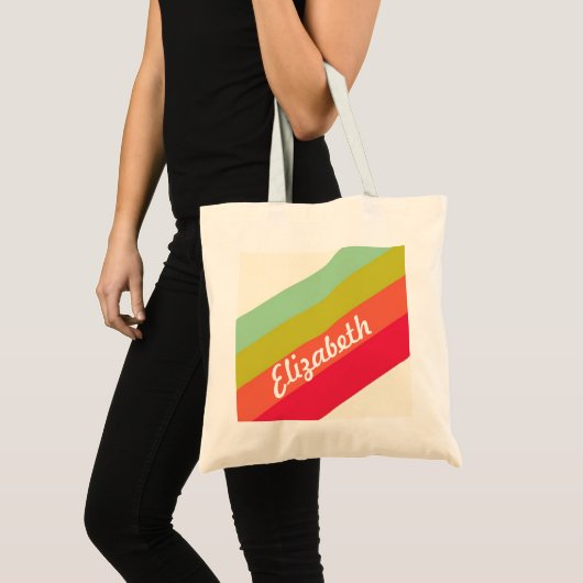 Pastel Rainbow Persoonlijke naam Tote Bag (Voorkant (product))