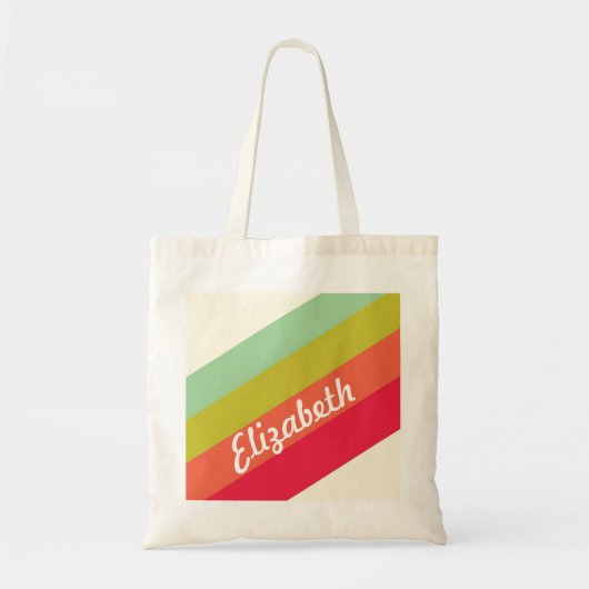Pastel Rainbow Persoonlijke naam Tote Bag (Voorkant)