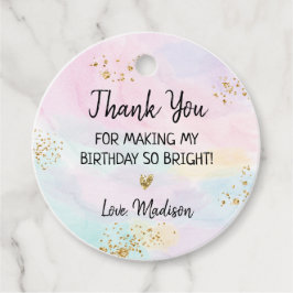 Pastel Rainbow Pink Gold Birthday Bedankjes Labels