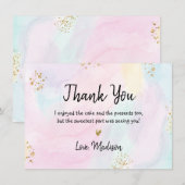 Pastel Rainbow Pink Gold Birthday Bedankkaart (Voorkant / Achterkant)