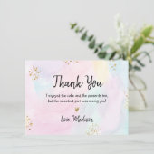Pastel Rainbow Pink Gold Birthday Bedankkaart (Staand voorkant)