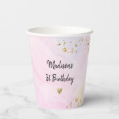 Pastel Rainbow Pink Gold Birthday Papieren Bekers (Achterkant)