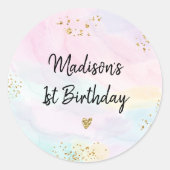 Pastel Rainbow Pink Gold Birthday Ronde Sticker (Voorkant)