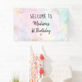 Pastel Rainbow Pink Gold Birthday Spandoek (Insitu)