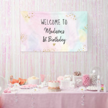 Pastel Rainbow Pink Gold Birthday