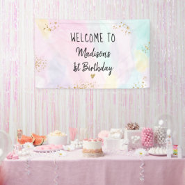 Pastel Rainbow Pink Gold Birthday Spandoek