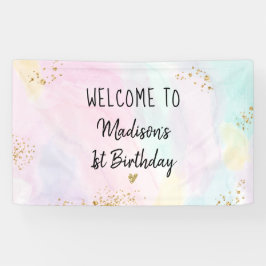 Pastel Rainbow Pink Gold Birthday Spandoek