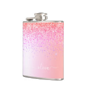 Pastel Rainbow Pink Gold Paars Glitter Monogram Heupfles (Links)