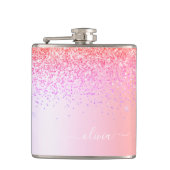 Pastel Rainbow Pink Gold Paars Glitter Monogram Heupfles (Voorkant)