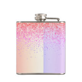 Pastel Rainbow Pink Gold Paars Glitter Monogram Heupfles (Achterkant)