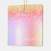 Pastel Rainbow Pink Gold Paars Glitter Monogram Keramisch Ornament (Links)
