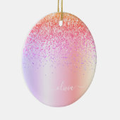 Pastel Rainbow Pink Gold Paars Glitter Monogram Keramisch Ornament (Rechts)