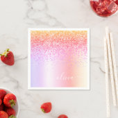 Pastel Rainbow Pink Gold Paars Glitter Monogram Servet (Insitu)