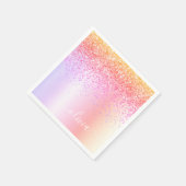 Pastel Rainbow Pink Gold Paars Glitter Monogram Servet (Hoek)