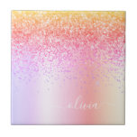 Pastel Rainbow Pink Gold Paars Glitter Monogram Tegeltje<br><div class="desc">Oranje,  gouden,  roze pasta voor de Folie van de kunststofmonogram met metalen sluiting Glitter geborsteld voor metalen monogram en Initiaal keramische tegels. Dit maakt de perfecte liefhebbende 16 verjaardag,  bruiloft,  vrijgezellenfeest,  verjaardagsdag,  baby shower of vrijgezellenfeest voor iemand die van luxe glam en stijl houdt.</div>