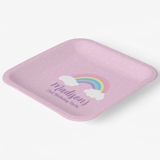 Pastel Rainbow Pink Plate Papieren Bordje (Gebogen)