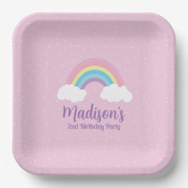 Pastel Rainbow Pink Plate Papieren Bordje