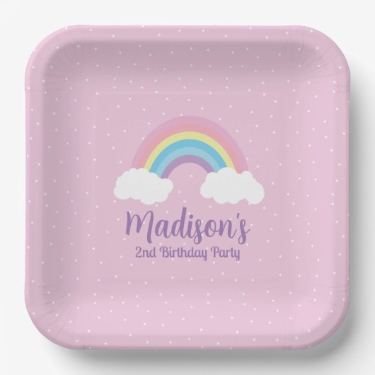 Pastel Rainbow Pink Plate Papieren Bordje (Voorkant)