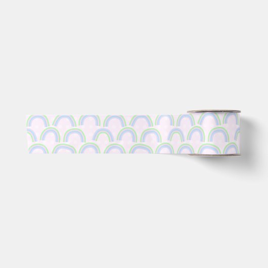 Pastel Rainbow Pink Satijnen Lint (Voorkant)