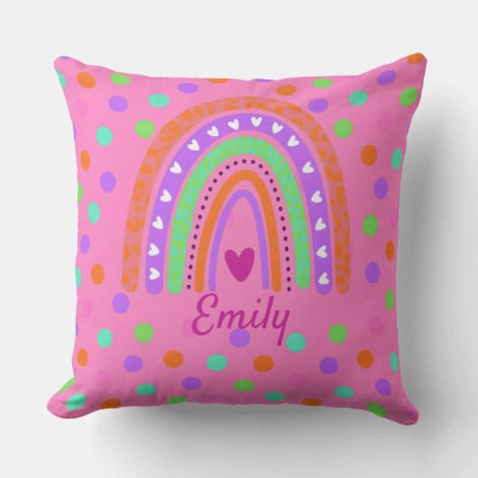 Pastel Rainbow Polka Dot School ,Schattige Back-to Kussen (Voorkant)