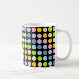 Pastel Rainbow Polka Dots Black Koffiemok
