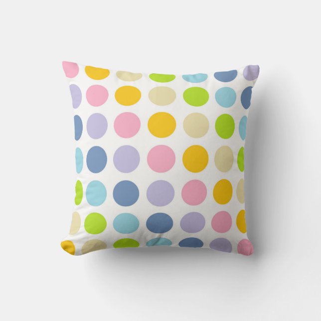 Pastel Rainbow Polka Dots Kussen (Voorkant)