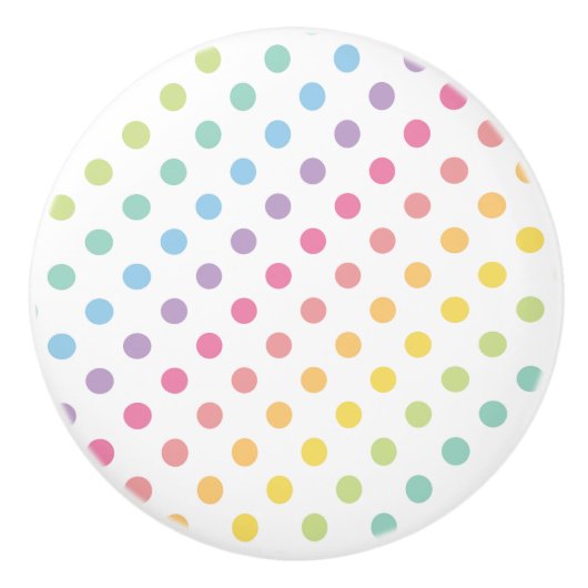 Pastel Rainbow Polka Dots Pattern Keramische Knop (Voorkant)