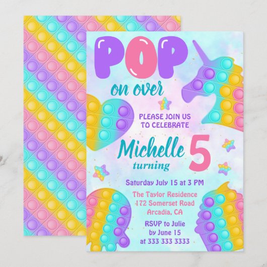 Pastel Rainbow Pop It Fidget Speelgoed Birthday Pa Kaart (Voorkant / Achterkant)