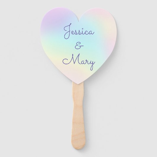 Pastel Rainbow Prismatic Lesbian Wedding Handwaaier (Achterkant)