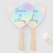 Pastel Rainbow Prismatic Lesbian Wedding Handwaaier (Voorkant en achterkant)