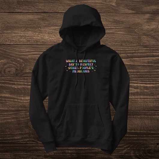Pastel Rainbow Pronoun Respect Hoodie