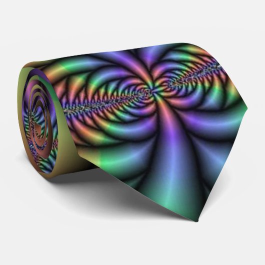 Pastel Rainbow Psychedelic Stropdas (Opgerold)