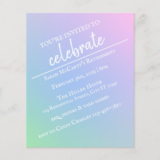 Pastel Rainbow Retirement Party Flyer (Voorkant)