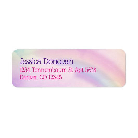 Pastel Rainbow Retouradreslabels Etiket (Voorkant)