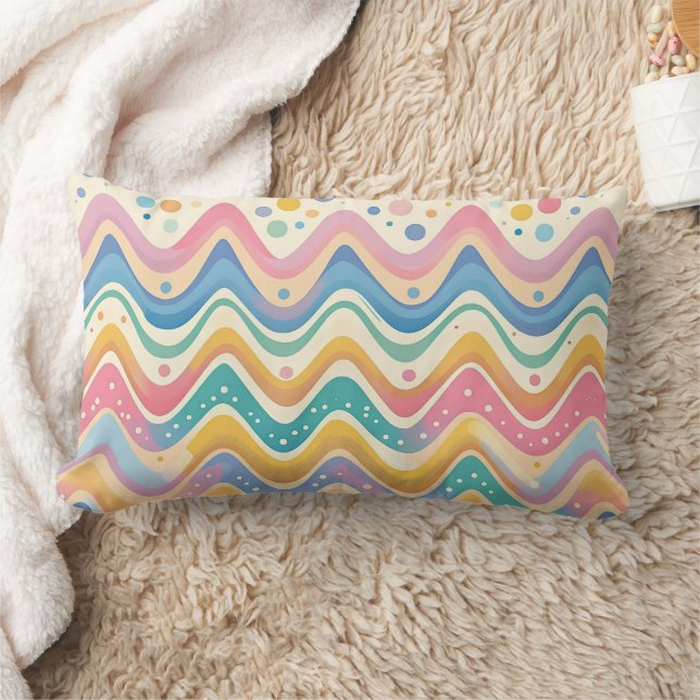 Pastel Rainbow Retro Abstract Design Kussen (Deken)