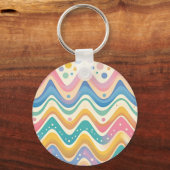 Pastel Rainbow Retro Abstract Design Sleutelhanger (Voorkant)