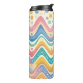 Pastel Rainbow Retro Abstract Design Thermosbeker (Gedraaid links)