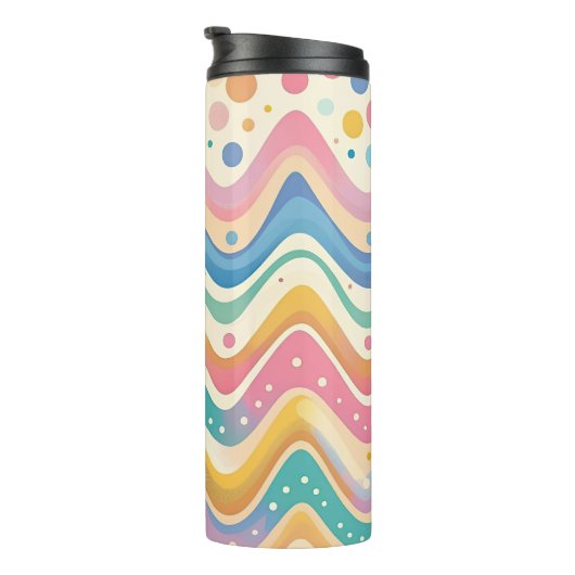 Pastel Rainbow Retro Abstract Design Thermosbeker (Geroteerd rechts)