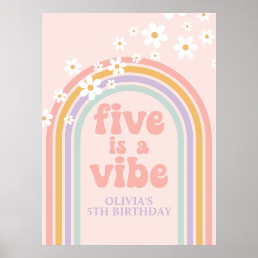 Pastel Rainbow Retro Five is een Vibe 5e verjaarda Poster (Voorkant)