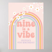 Pastel Rainbow Retro Nine is een Vibe 9e verjaarda Poster (Voorkant)