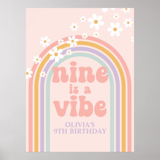 Pastel Rainbow Retro Nine is een Vibe 9e verjaarda Poster (Voorkant)