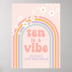 Pastel Rainbow Retro Ten is een Vibe 10e verjaarda Poster