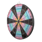 Pastel Rainbow Rustic Wood Tone Dart Board Dartbord (Voorkant Rechts)